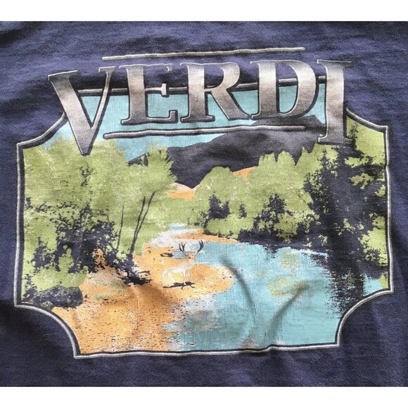 Vintage Verdi Nevada Long Sleeve T Shirt Mens Size Large Blue USA Made - Picture 5 of 5